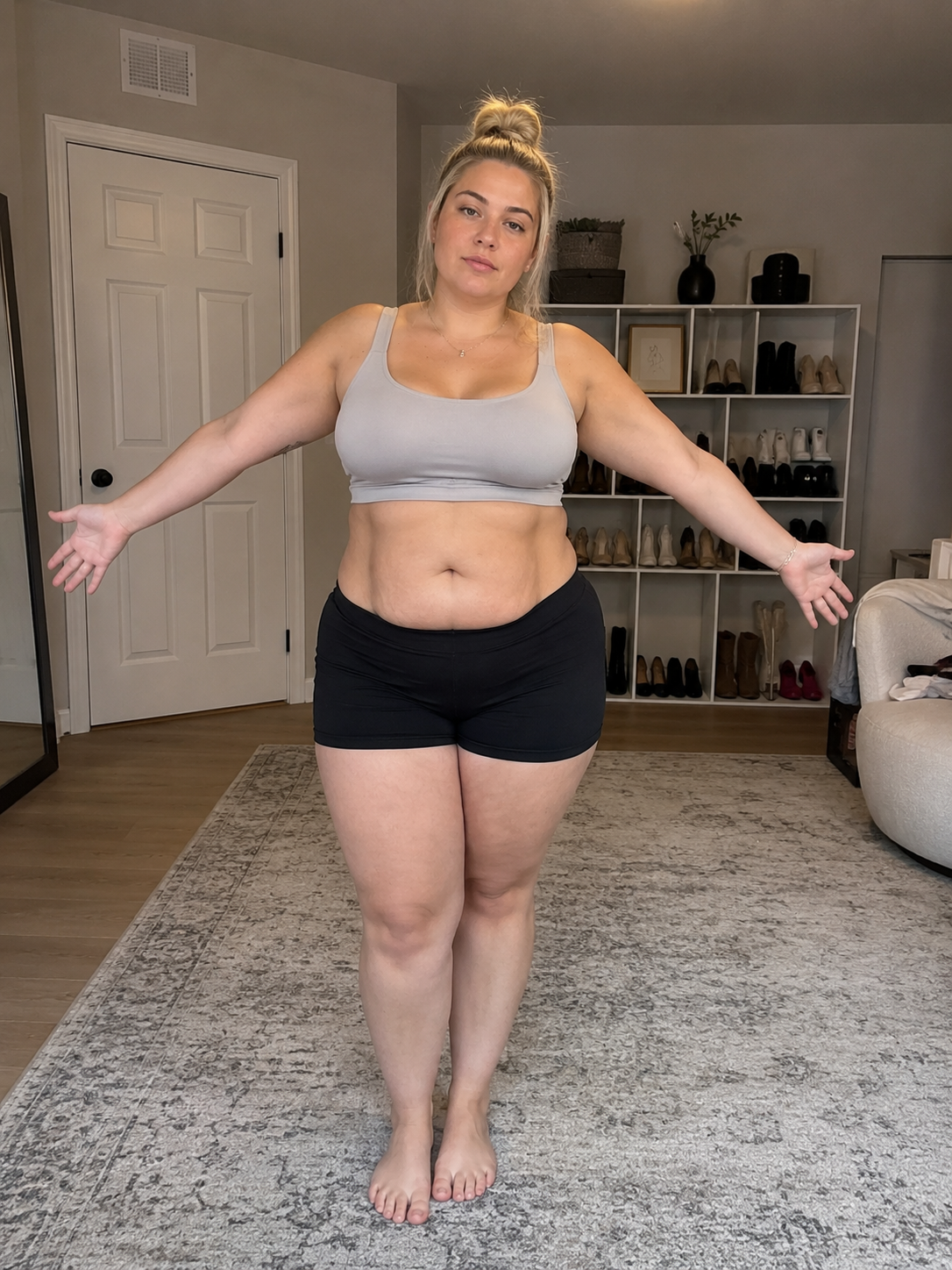 Alyssa before ZENTRA in a casual gym outfit